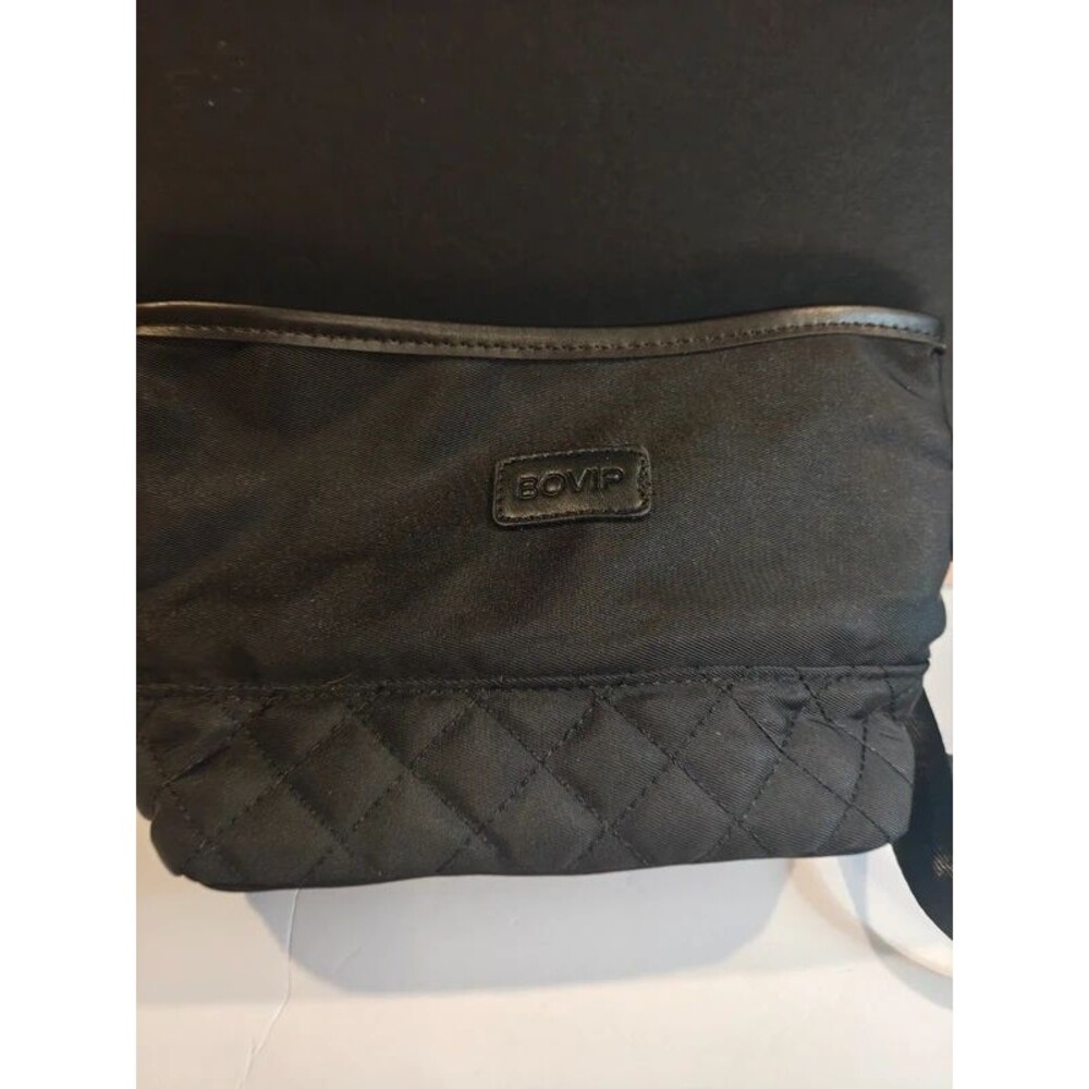 Women's Black Quilted Nylon Crossbody Sling Bag